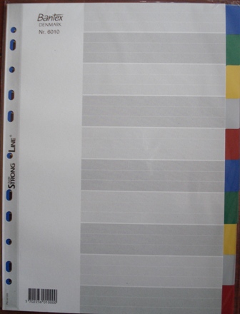Bantex 6010 A4 10 Tab PVC Divider Set Coloured